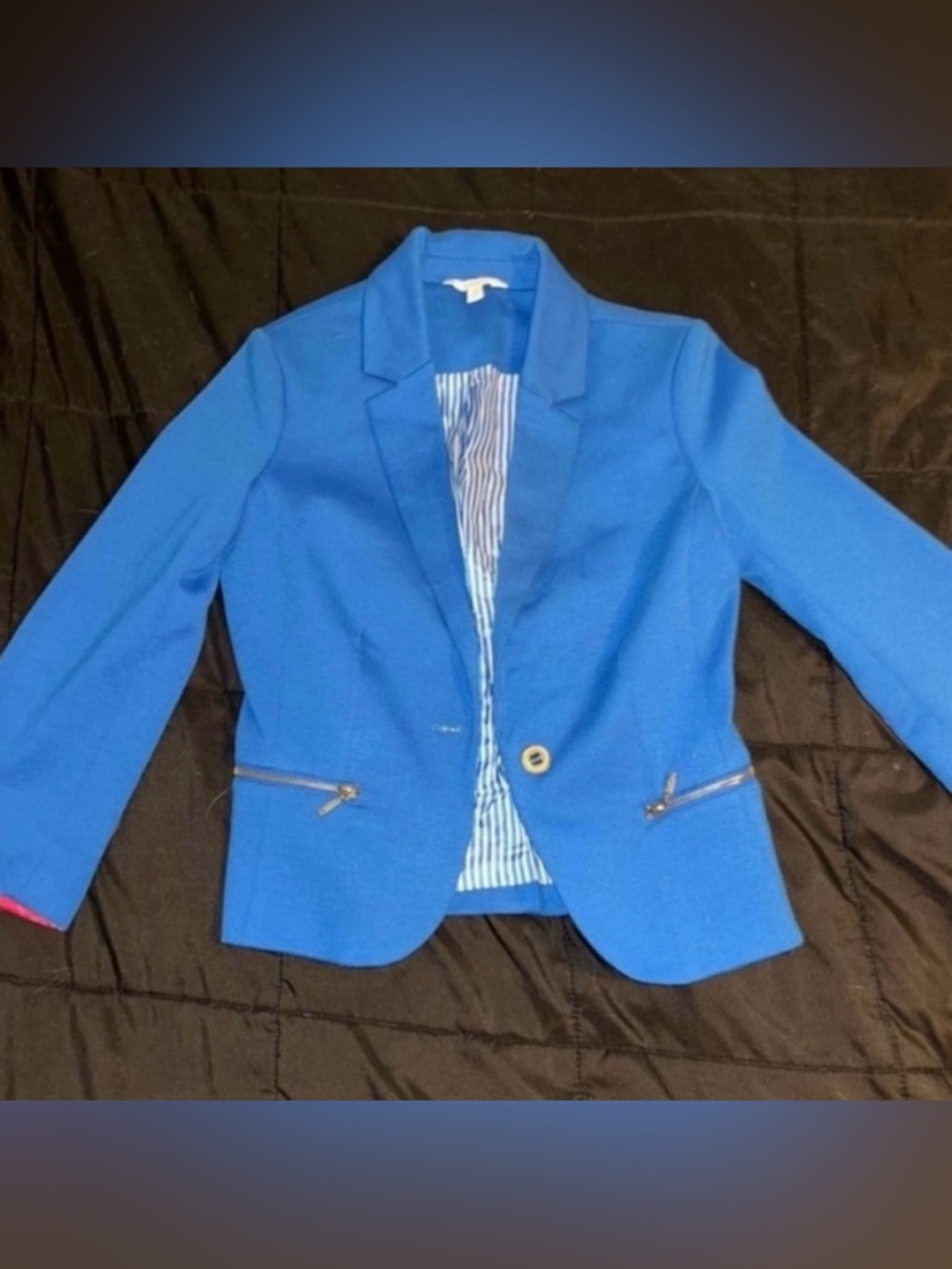 Candie’s Women's Blue Single-Button Blazer Jacket